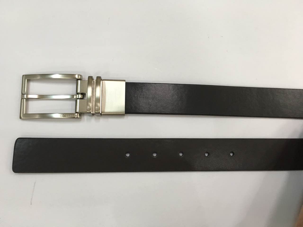 Men's Genuine Leather Dress Belt Pin Buckle