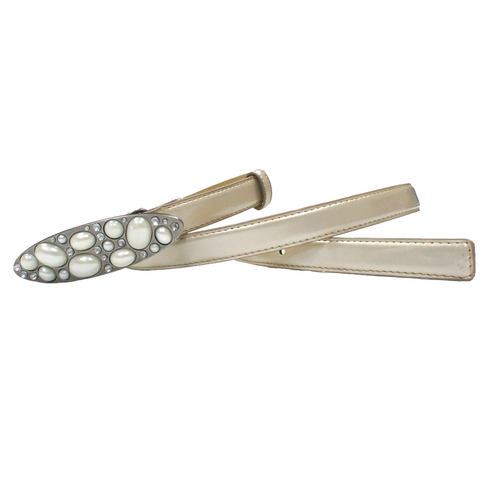 Genuine Leather Ladies Belt with beautiful high quality pearls and crystals