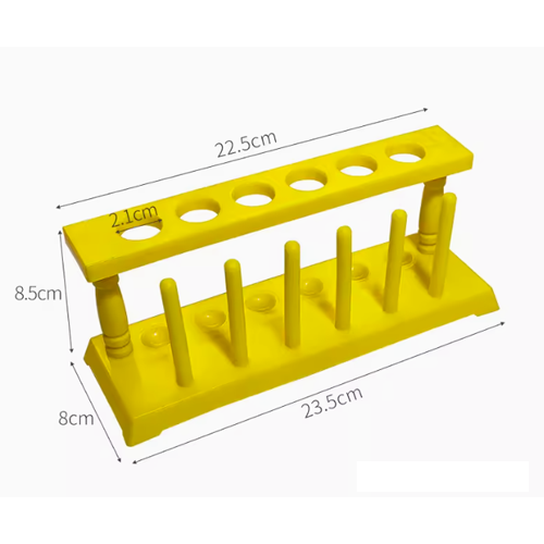 Pack of 6 pcs Yellow Plastic Test Tube Rack