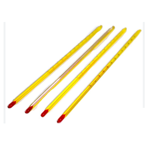 Pack of 20 Yellow background Red Alcohol Thermometer 0-100C