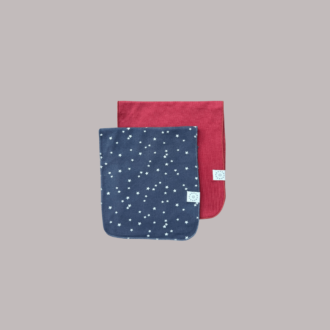 Merlot Stars Burp Cloth Duo
