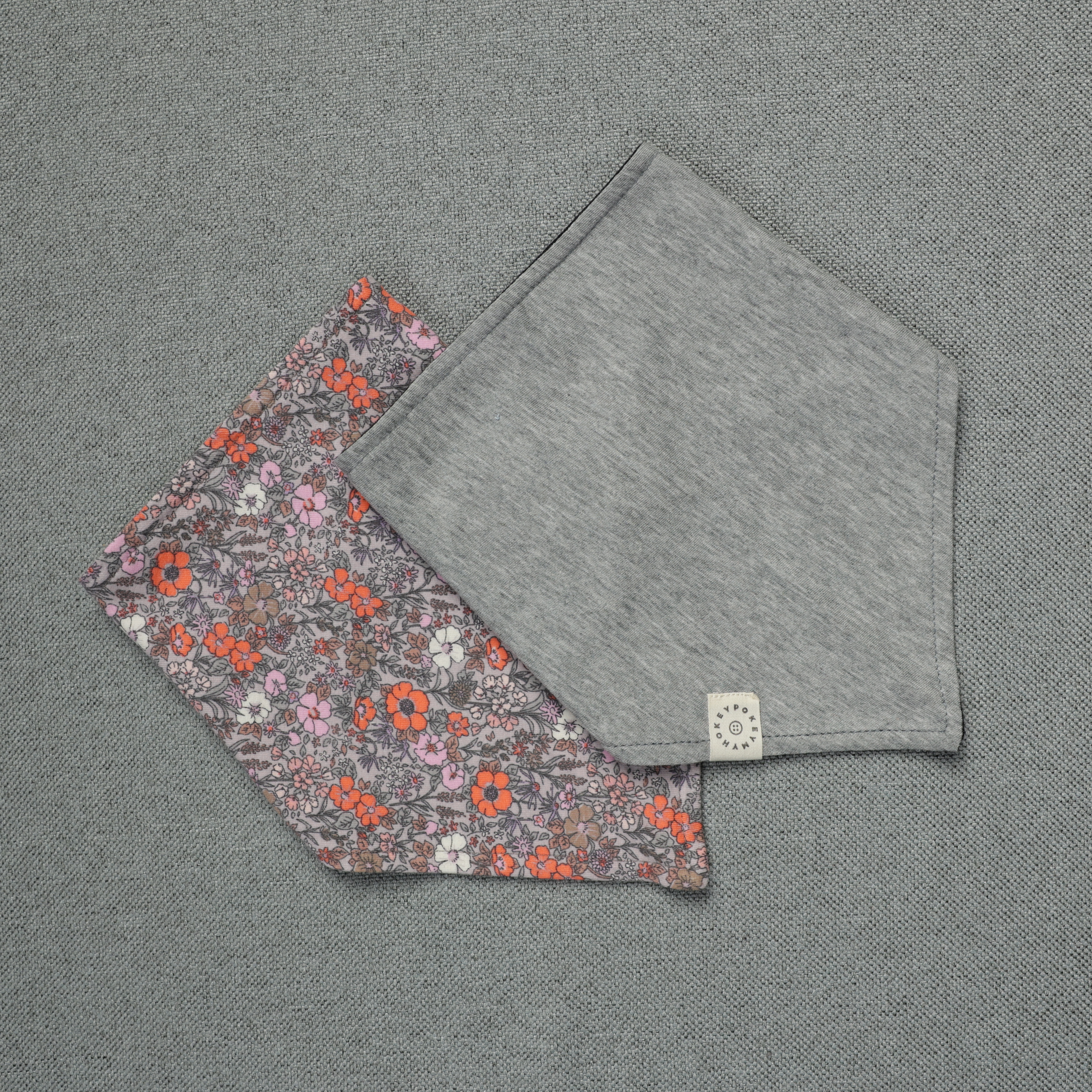 Ash Grey & Pink Bloom Bib Set