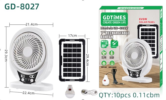 Mini ventilador portátil recargable de 8 pulgadas, energía Solar multifuncional con aire acondicionado ligero | elektrokloset