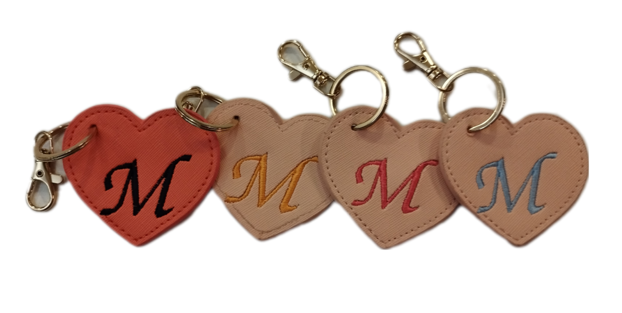Porte clef simili cuir brodé 