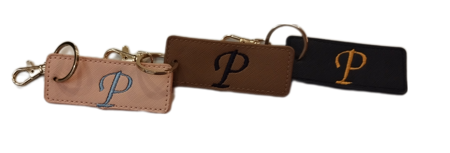 Porte clef simili cuir brodé 