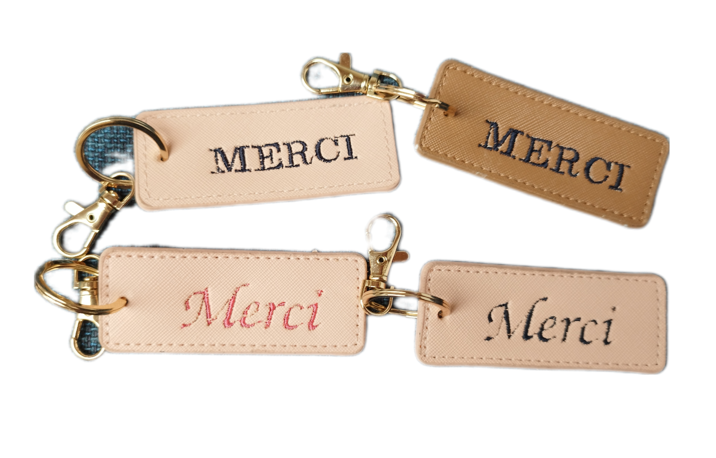 Porte clef simili cuir brodé 