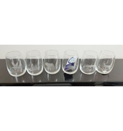 Verres gravés "Dons de l Esprit Saint", animaux ou autres