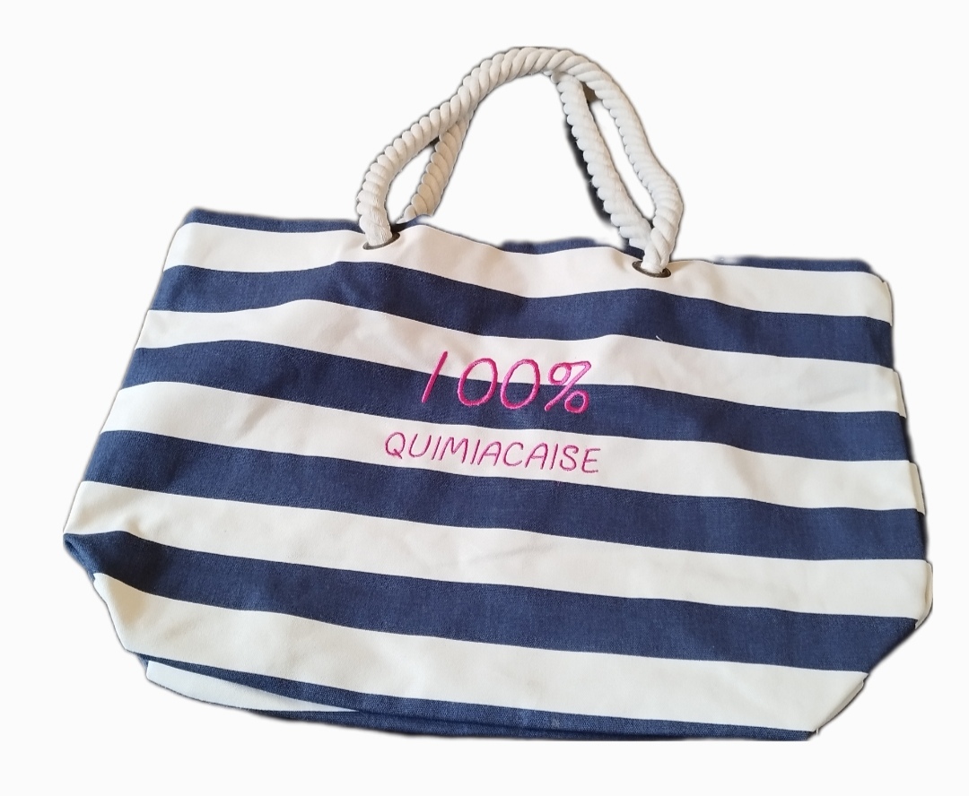 Grand sac de plage brodé avec pochette intérieure 