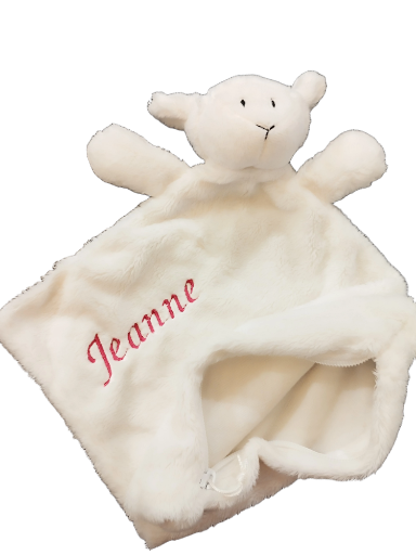 Doudou brodé avec pochette sur le côté 