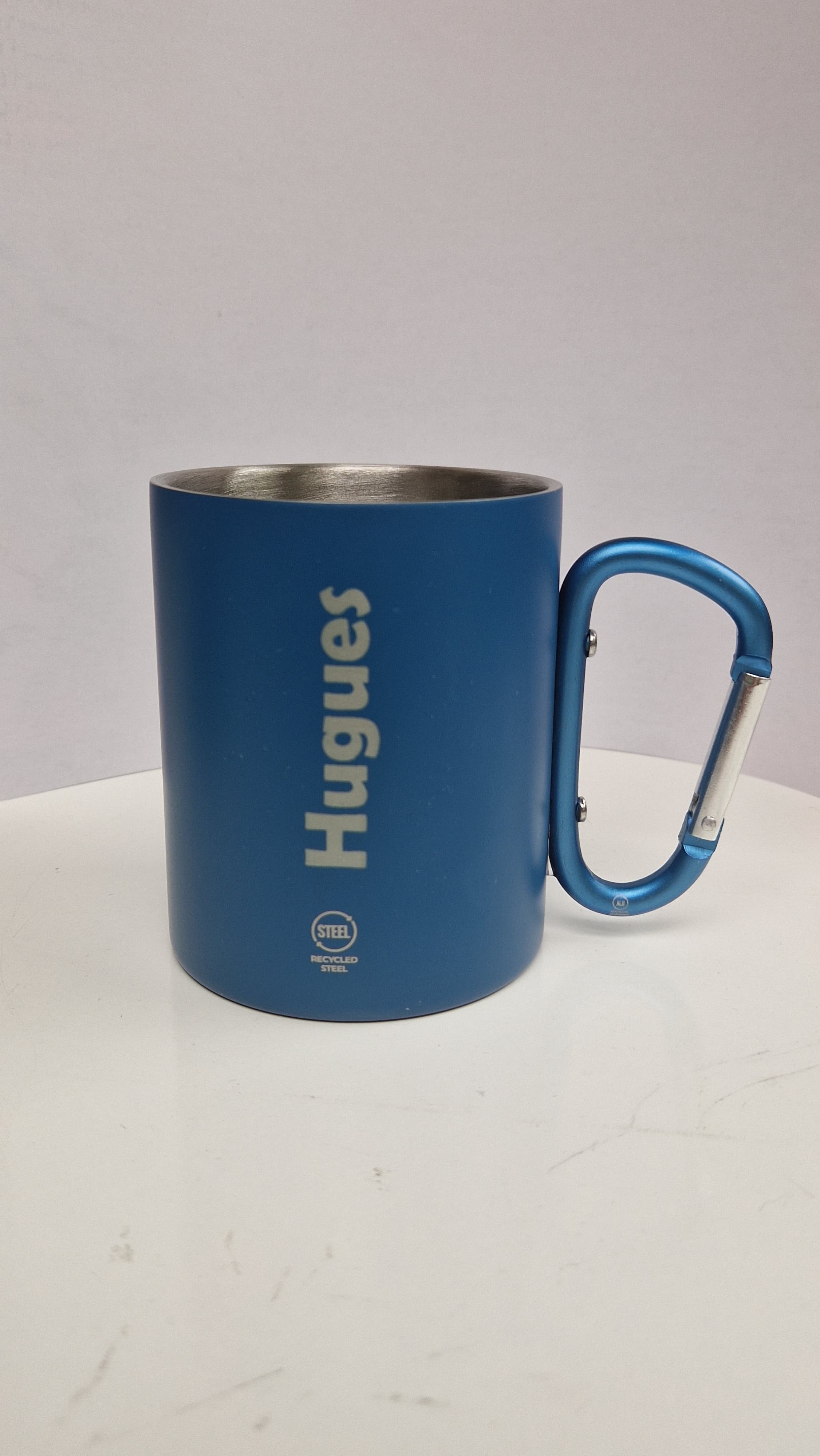 Tasse mousqueton en inox gravée
