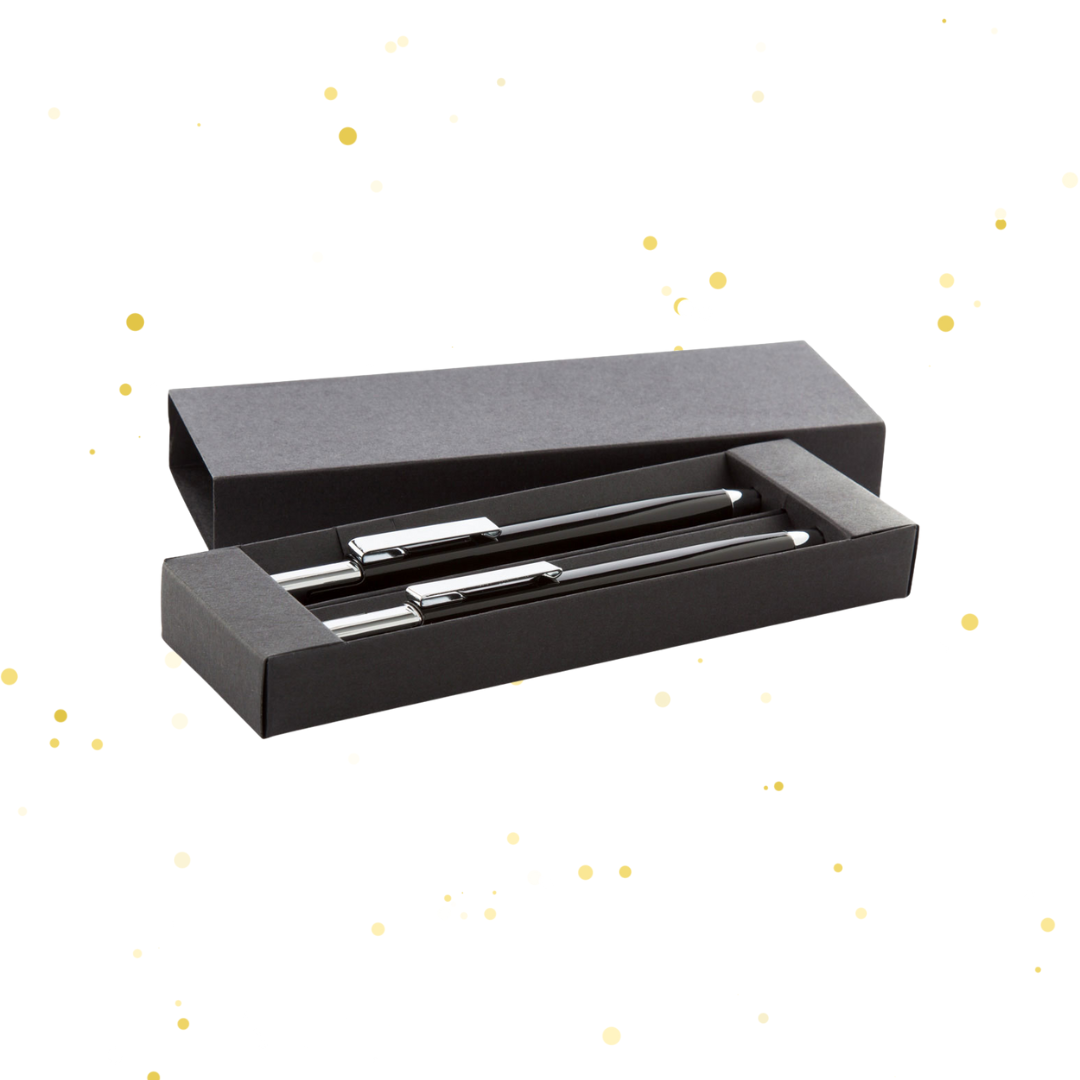 Rakstāmpiederumu komplekts melnā dāvanu kastītē