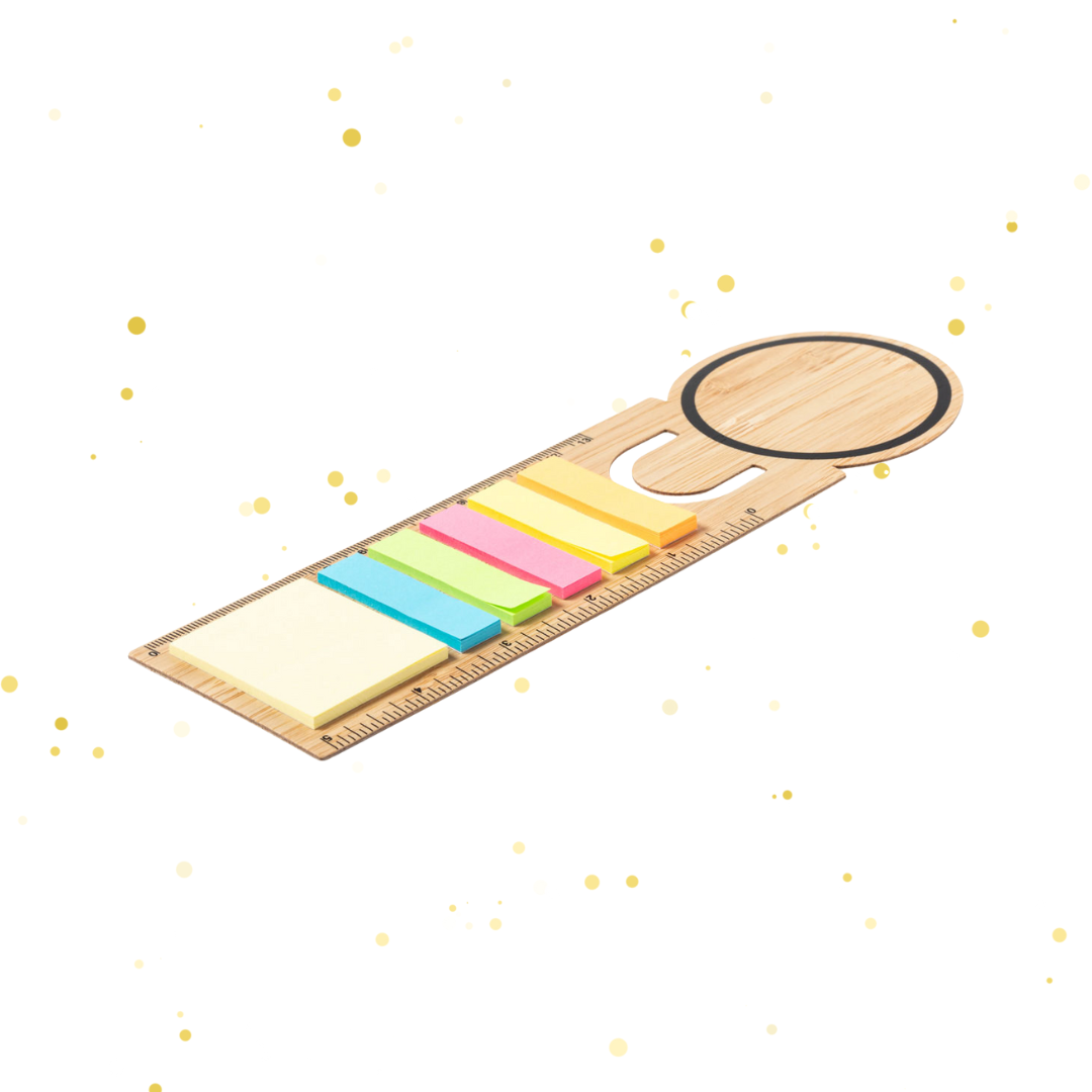 Bambusa grāmatzīme un lineāls ar līmlapiņām 