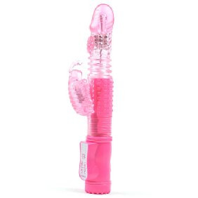 THRUSTING BUTTERFLY PEARLS RABBIT VIBRATOR (PINK)