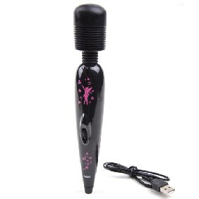 BLACK MULTIPLE SPEEDS USB RECHARGEABLE MAGIC WAND MASSAGER