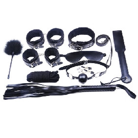 BLACK 10 PC BONDAGE KIT