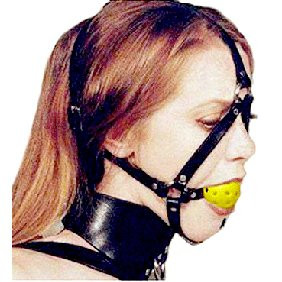 BONDAGE MASK WITH YELLOW GAG BALL