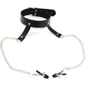 FETISH COLLAR WITH NIPPLE CLAMPS