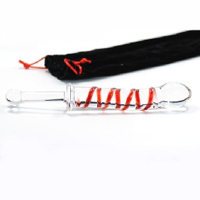 RED SWIRL GLASS DILDO