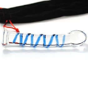 BLUE SWIRL GLASS DILDO