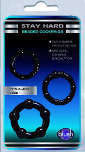 STAY HARD BLACK BEADED COCKRINGS 