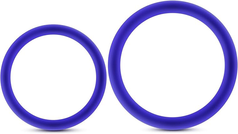 2 Pack BLUE Male Enhancement Silicone Penis Cock Ring Erection Enhancing C-Rings Set 