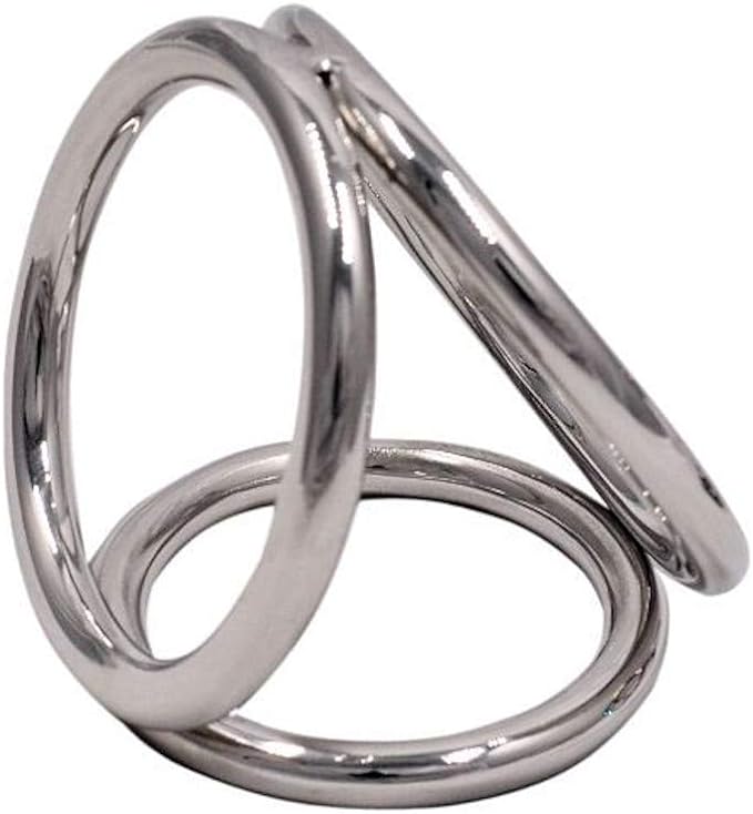 Triple Cock Ring - Surgical Steel Glans Ring - Ball Sac Ring (Large)