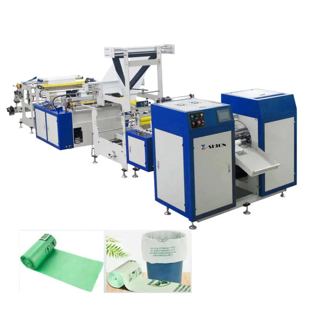 Full automatic folding coreless continuous rolling flat garbage bag making machine