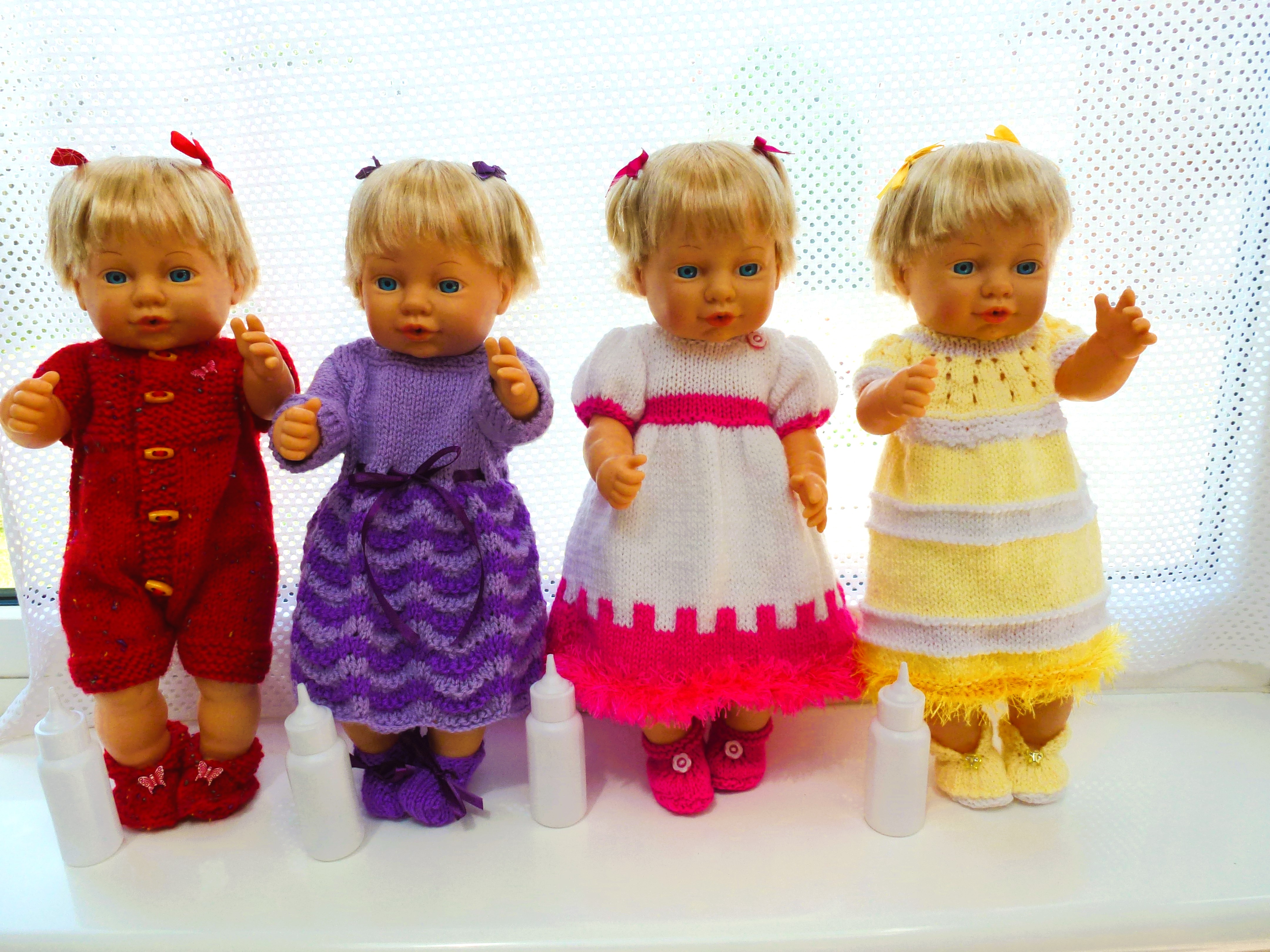 DRESSED 16" DOLLS With Outfits - Hand Knitted