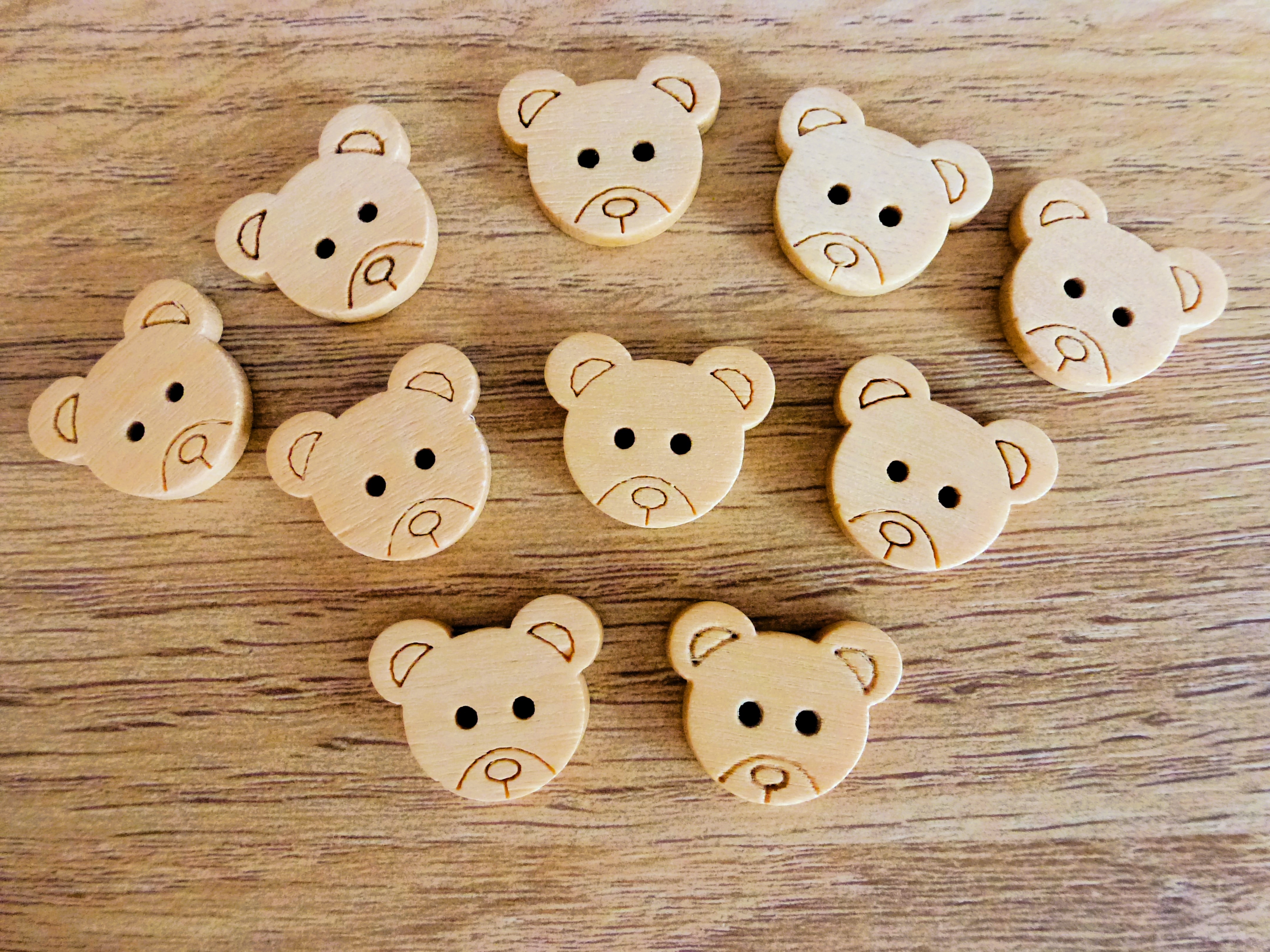 TEDDY BEAR Face Wood Buttons 21mm