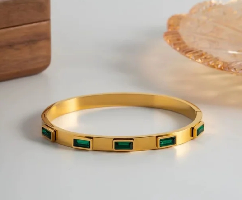 CHUNKY RECTANGLE GREEN bangle  