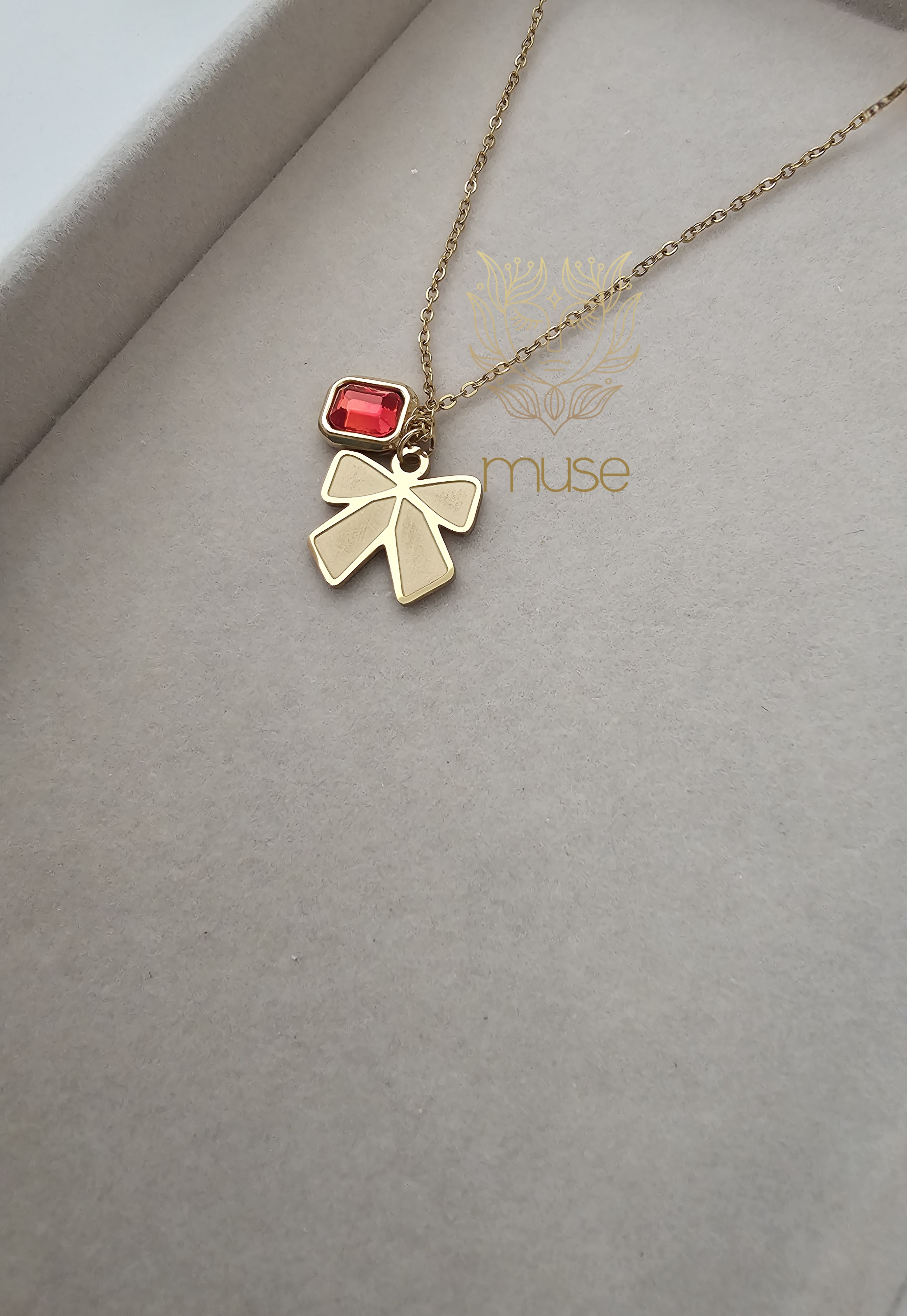 RED BOW NECKLACE
