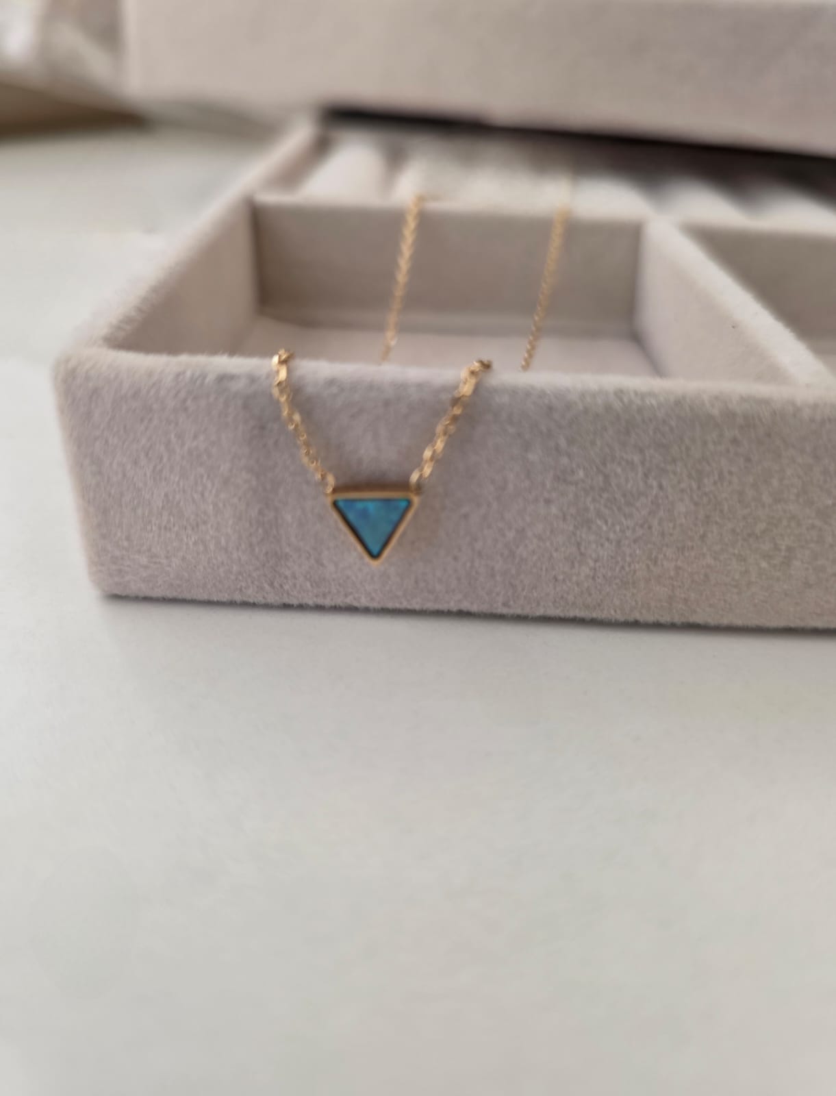 BLUE OPAL TRIANGLE NECKLACE