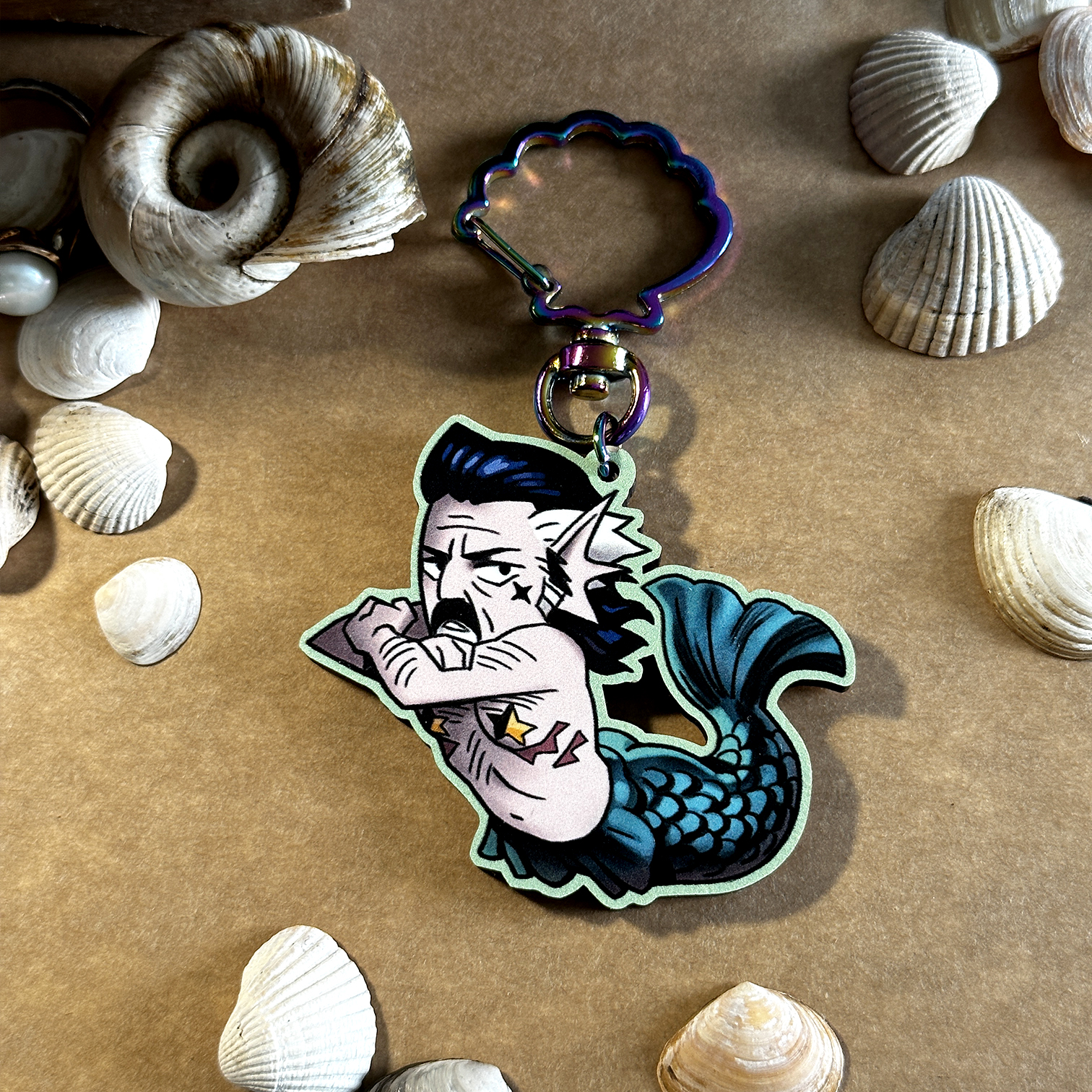 Izzy Hands Mermaid Wooden Keychain