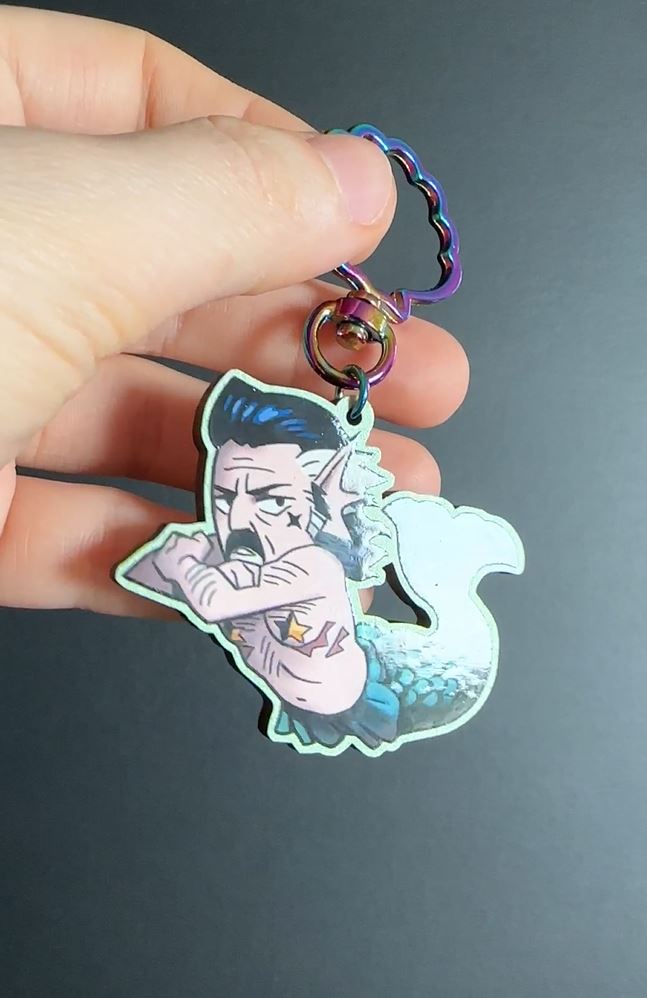 Izzy Hands Mermaid Wooden Keychain