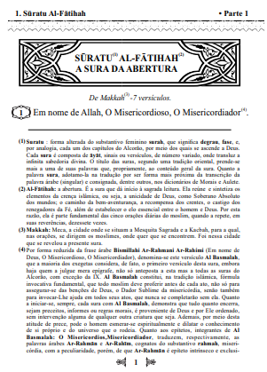 Tradução do Sentido no Nobre Alcorão para a lingua portuguesa