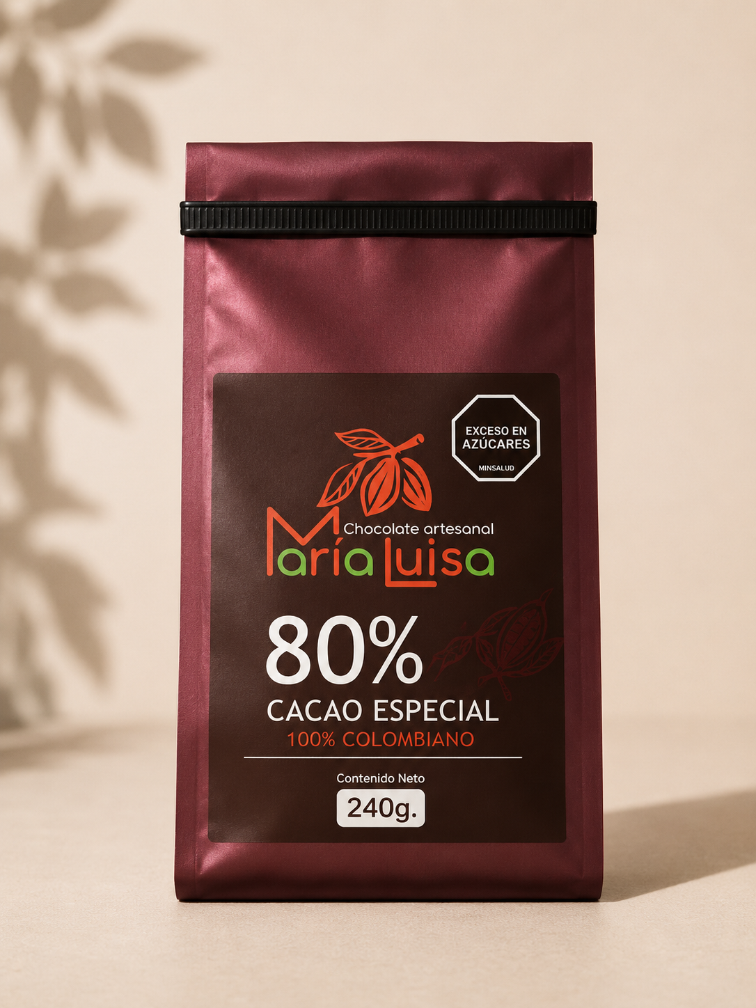 Chocolate Artesanal 80% Cacao Maria Luisa 240g