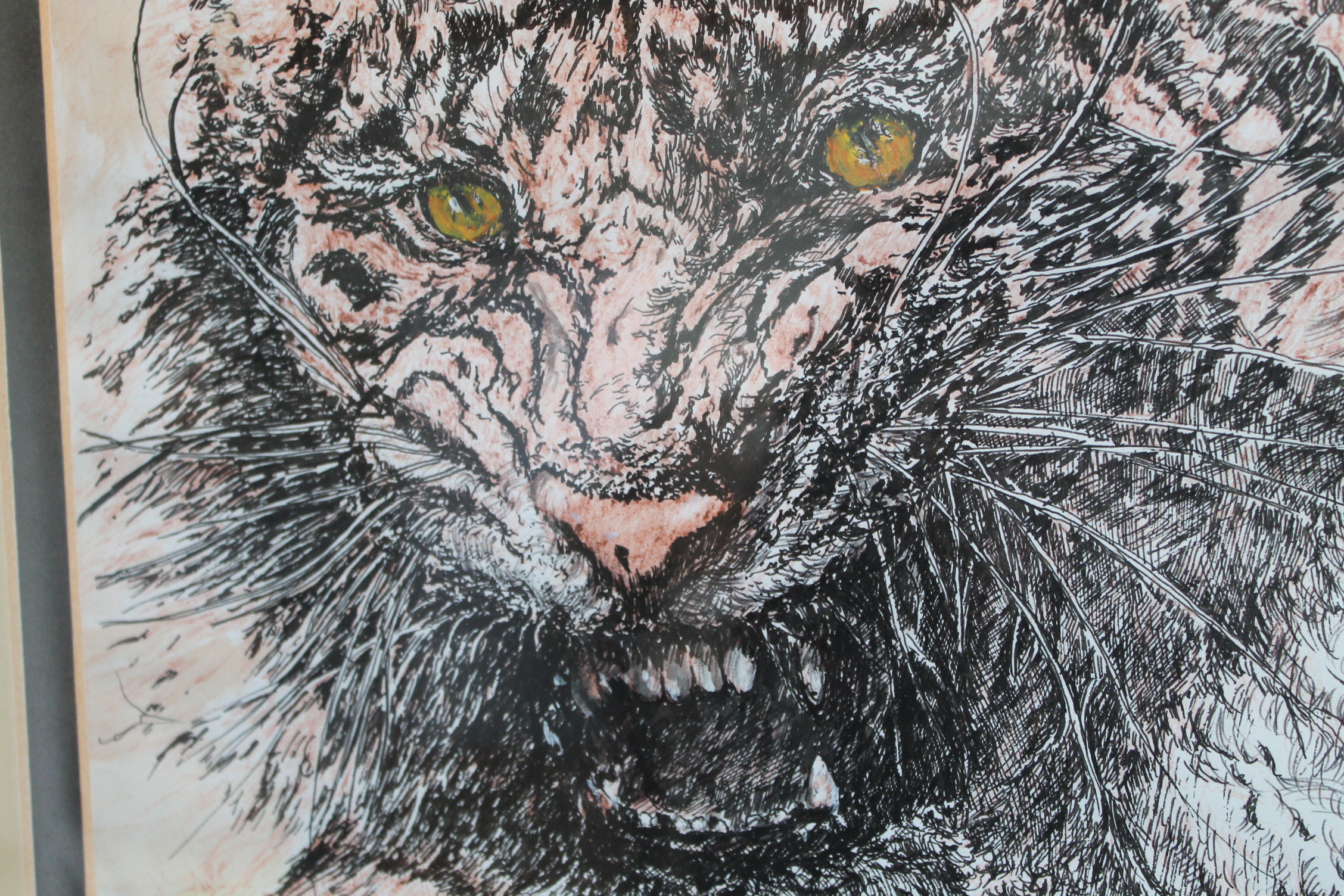 Pen and Ink tinted sketch. Unsigned