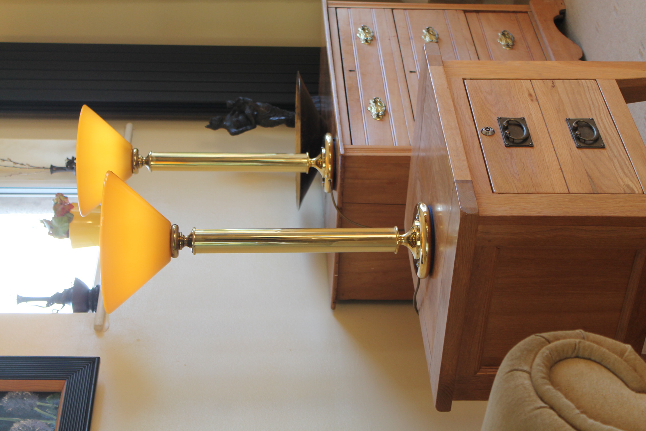 Brass up-light table lamps