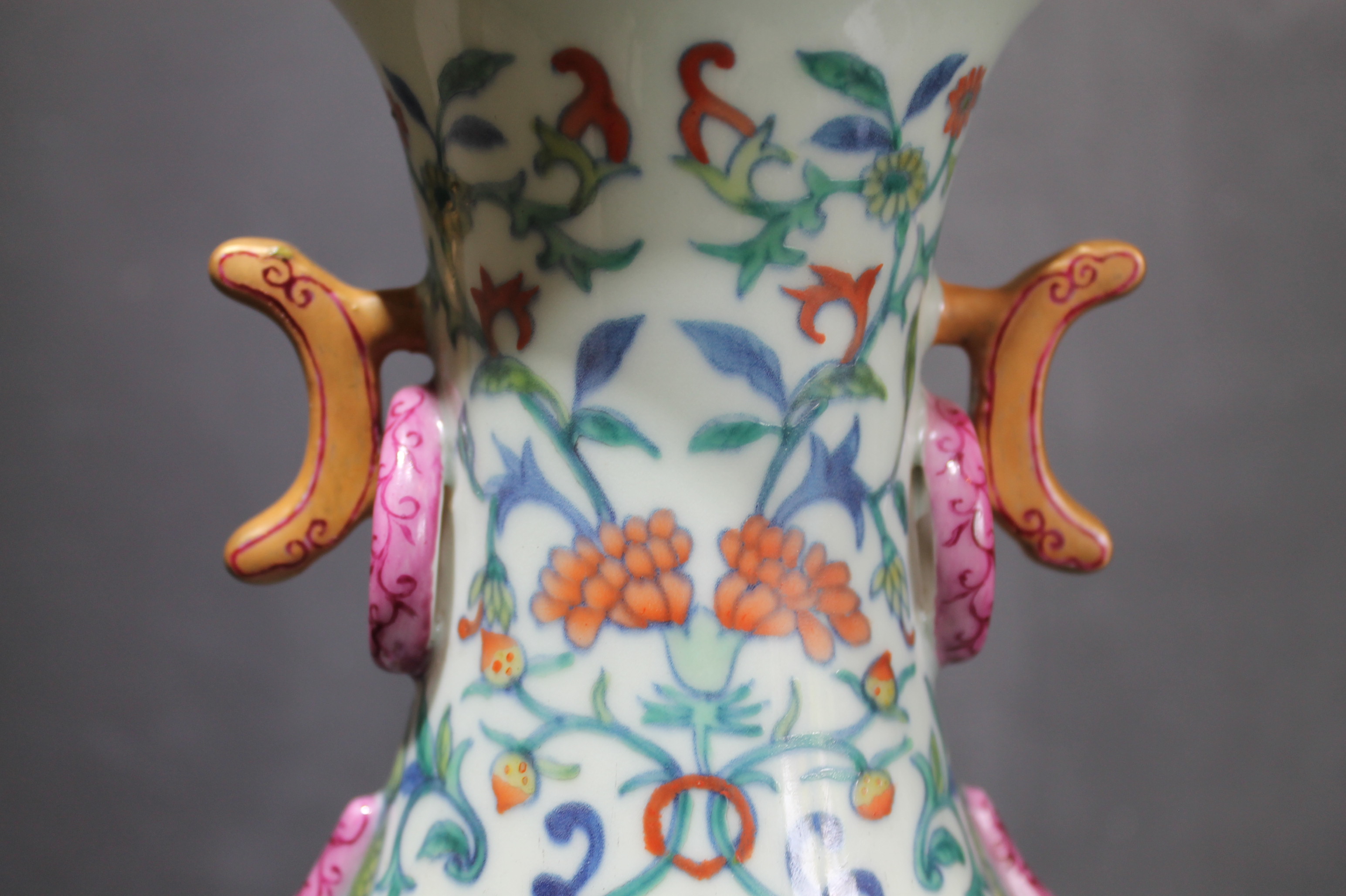 Chinese Hand Decorated  Celadon Vase