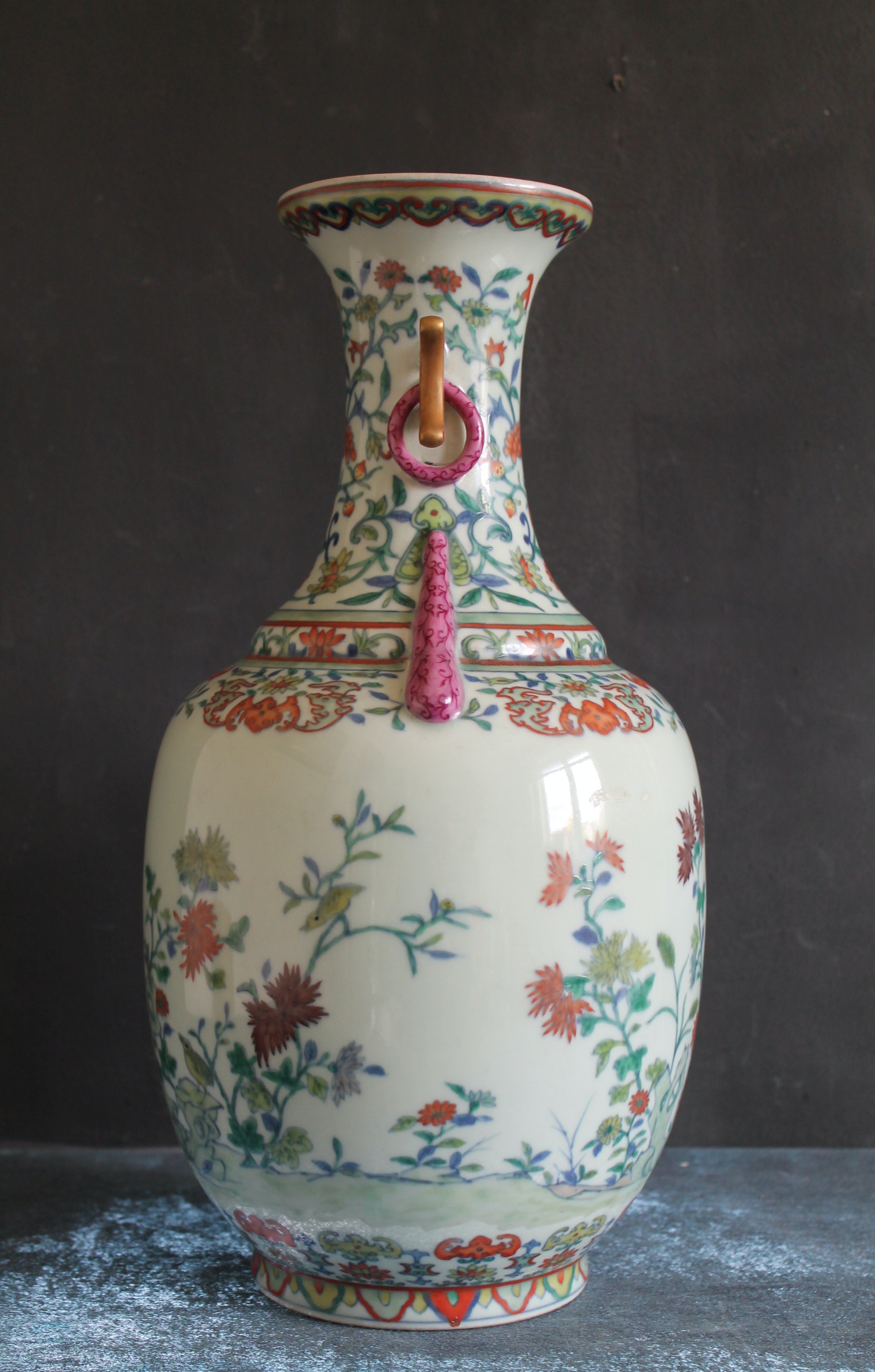 Chinese Hand Decorated  Celadon Vase
