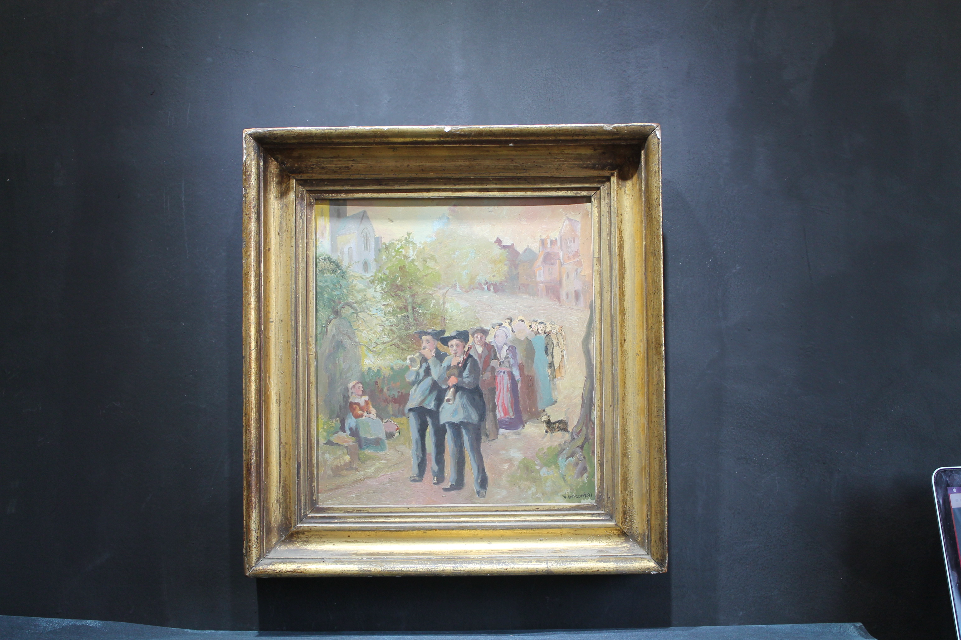 European Fine Art. People Scene. Distressed