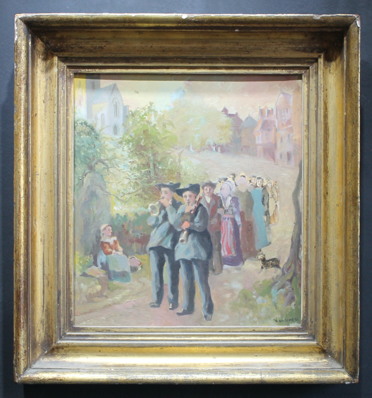 European Fine Art. People Scene. Distressed