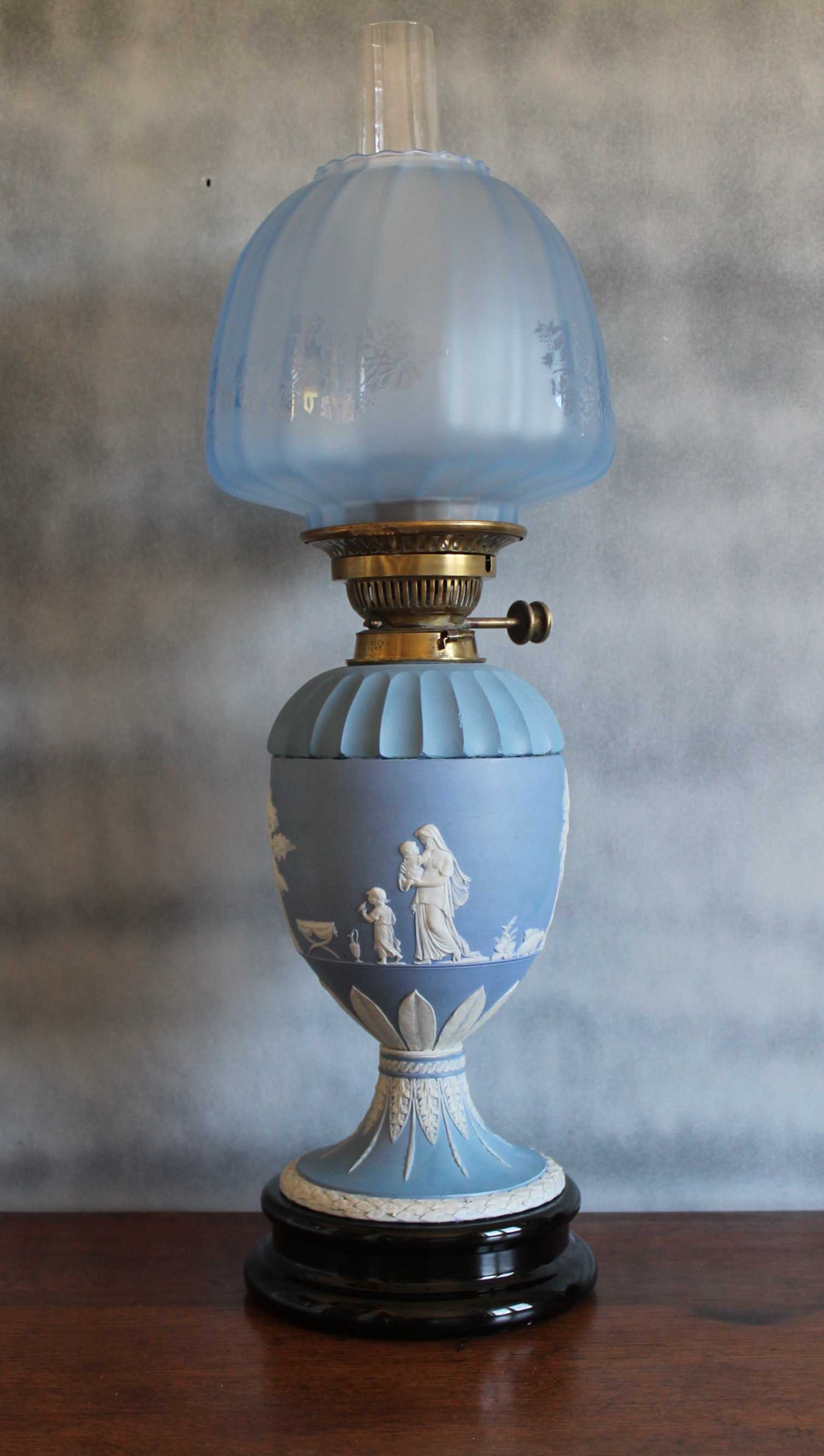 Victorian Wedgwood Jasperware  Oil Lamp