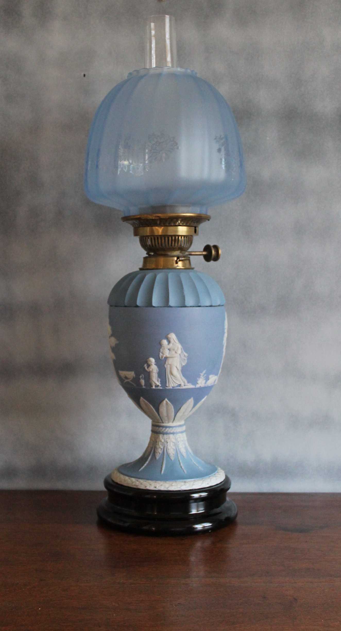 Victorian Wedgwood Jasperware  Oil Lamp