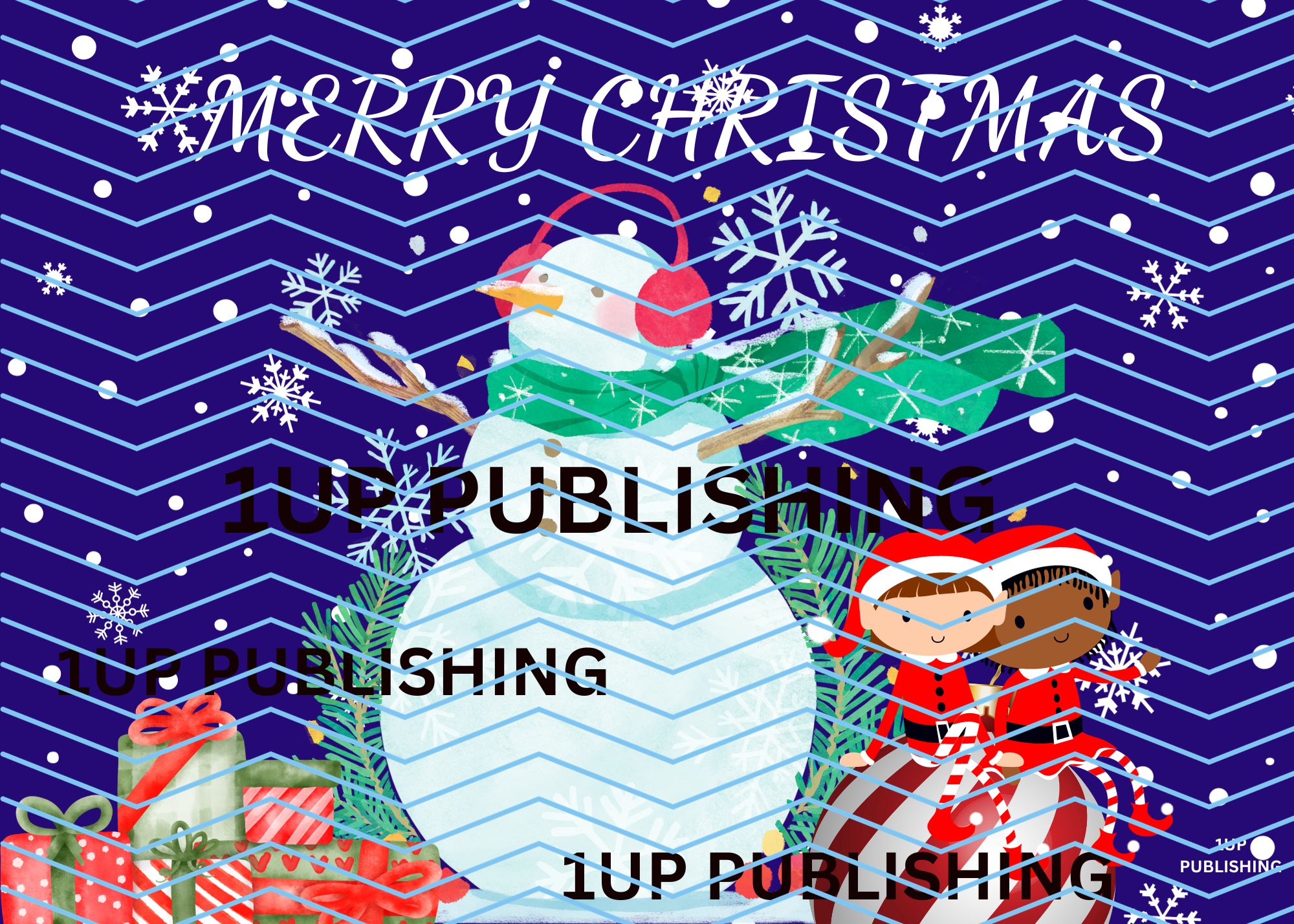 Merry Christmas , Santa , Snowman & Kids Paper   Greeting Card