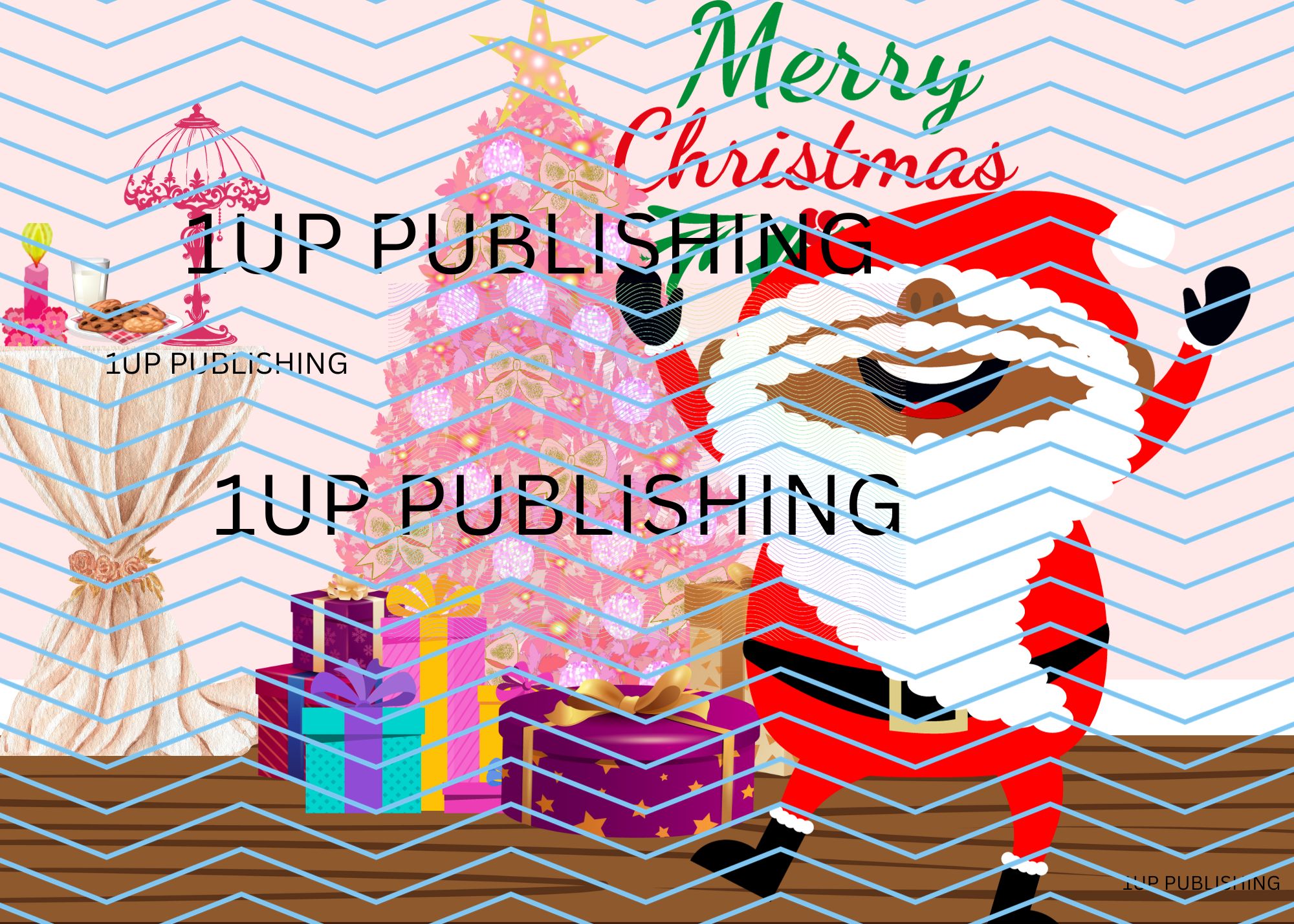 Merry Christmas Afrik  Happy Santa w/ Pink Tree ECARD