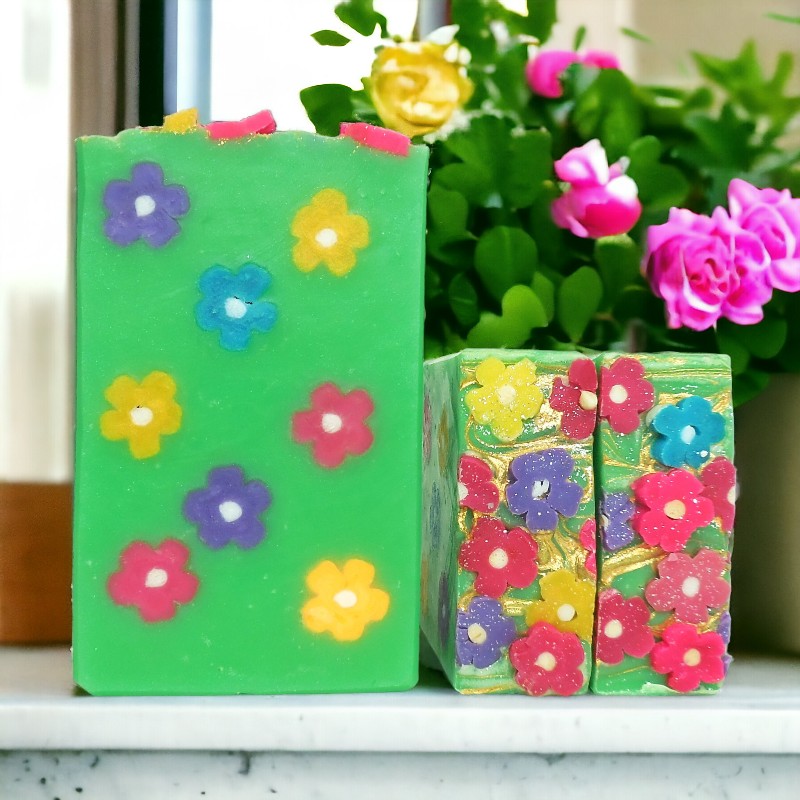 Meadow - soap flowers extend through the bar