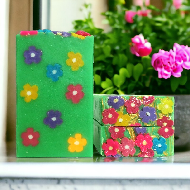 Meadow - soap flowers extend through the bar