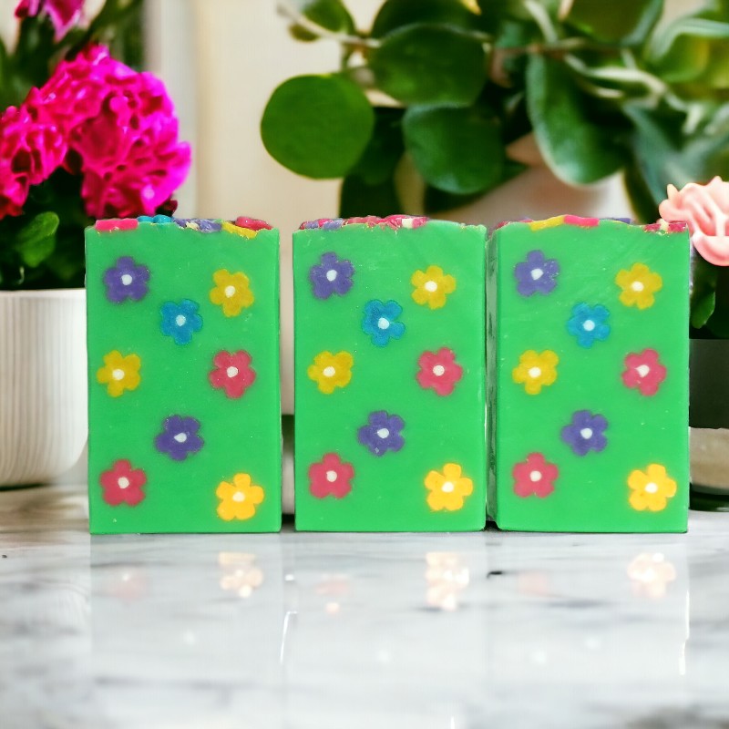 Meadow - soap flowers extend through the bar