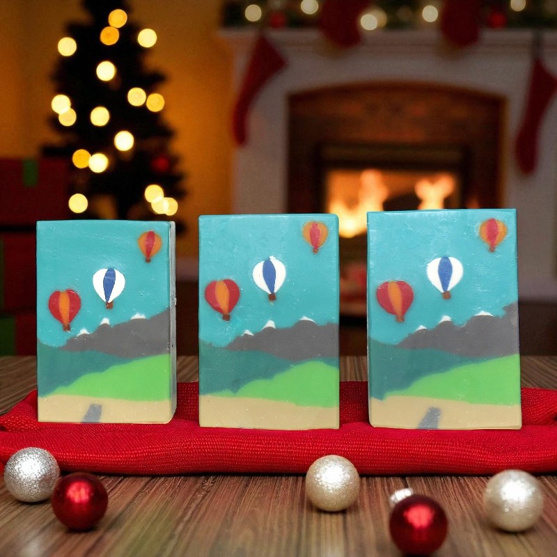 Up, Up and Away! The soap design extends through the bar